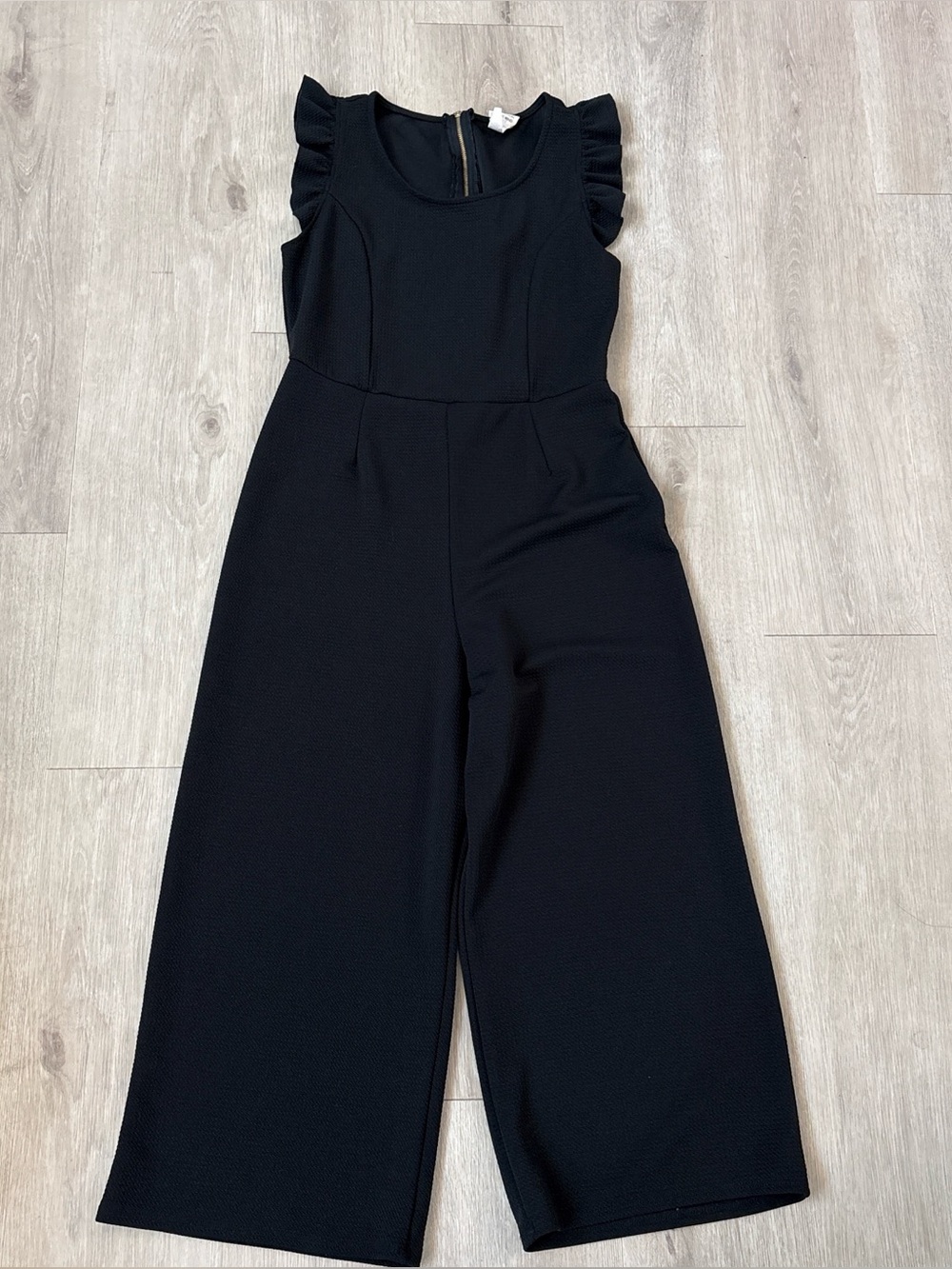 Caution To The Wind Black Sleeveless Ruffle Wide-Leg Jumpsuit Size M